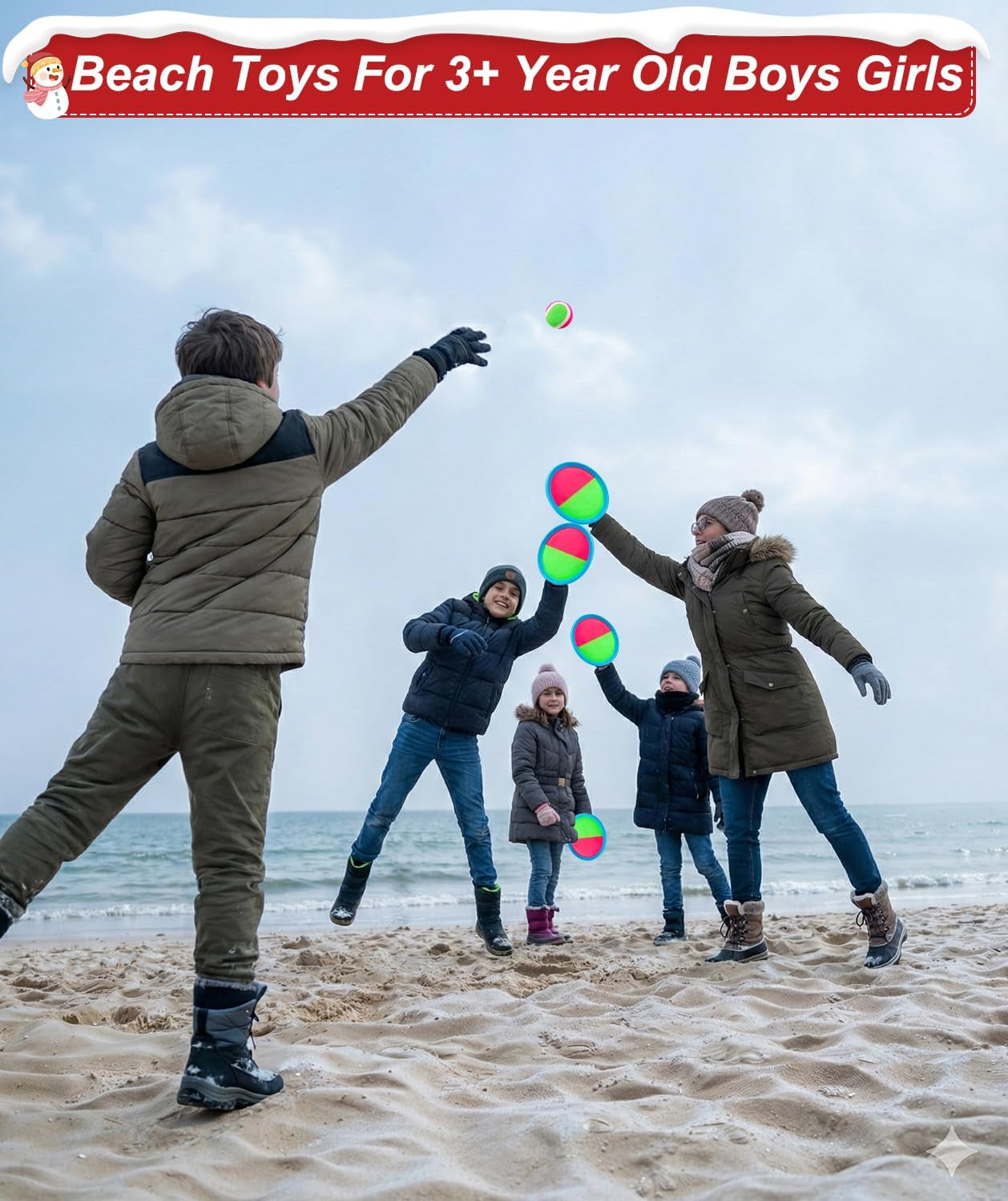 Toddler Toys Toss and Catch Ball Set Christmas Stocking Stuffer for Kids Toddler, Toys for 3 4 5 6 7 8 Year Old Boys Girls Birthday Gift, Yard Outdoor Games for Kid Ages 4-8 8-12 Beach Pool