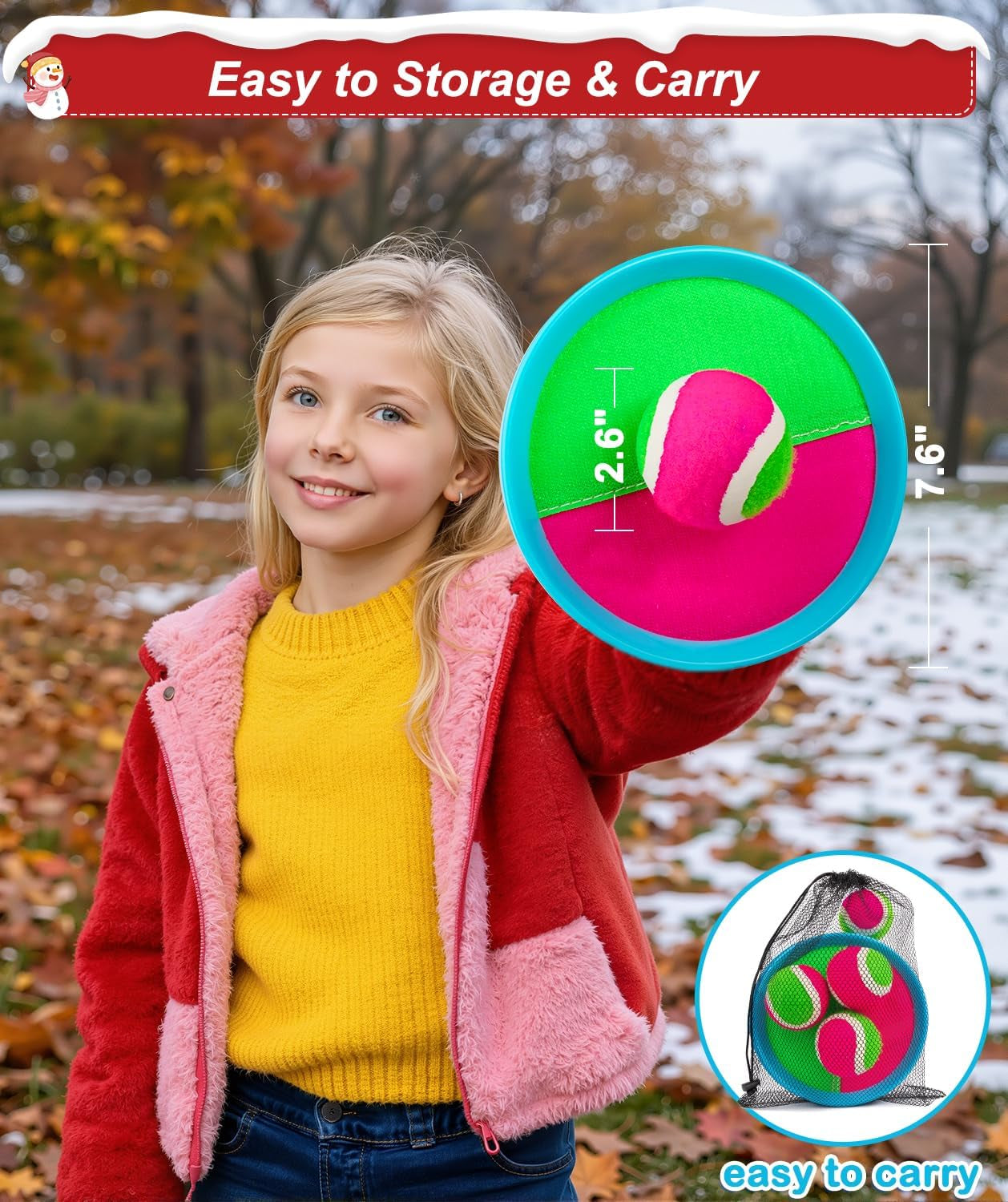 Toddler Toys Toss and Catch Ball Set Christmas Stocking Stuffer for Kids Toddler, Toys for 3 4 5 6 7 8 Year Old Boys Girls Birthday Gift, Yard Outdoor Games for Kid Ages 4-8 8-12 Beach Pool