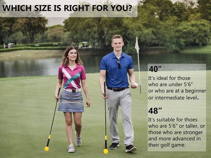 Golf Swing Trainer Aid 48"/40" Warm-Up Stick for Strength Flexibility Tempo Training Golf Practice Aid with Weighted Head Swing Corrector for Men Women